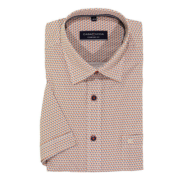 CasaModa | Sommerhemd | Halbarm Baumwolle | Kent-Kragen | Druck Orange