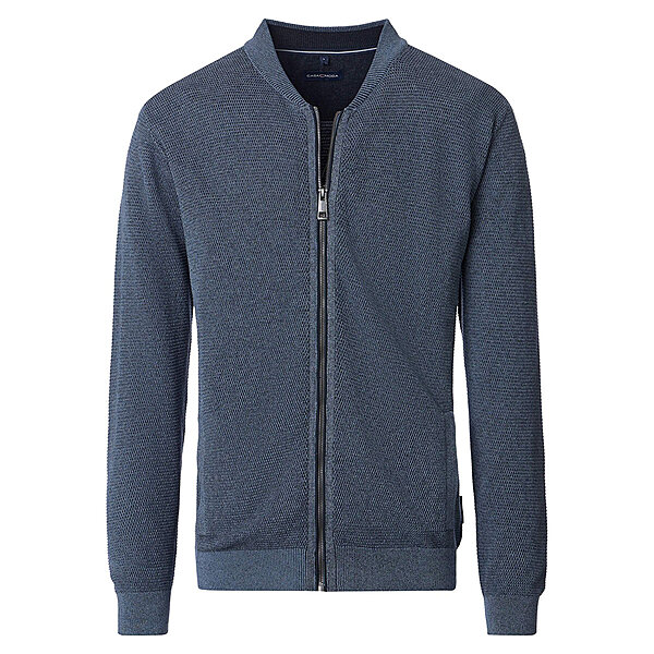 CasaModa | Strickjacke | Baumwolle Strukturstrick | Stahlgrau