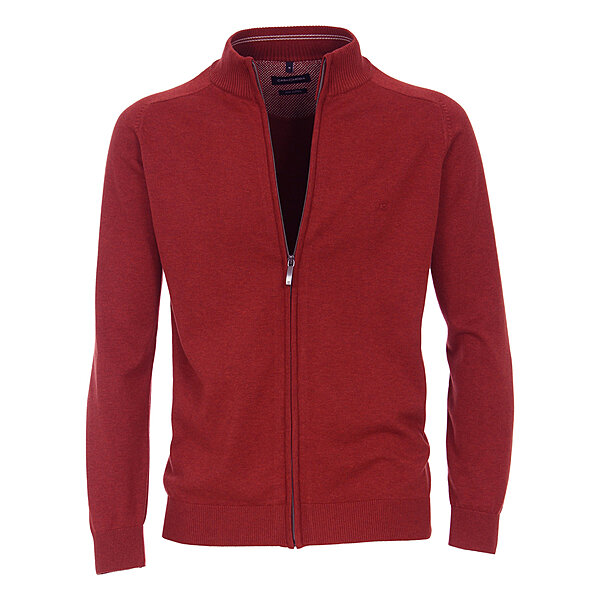 CasaModa | Strickjacke | Cardigan mit Reiverschluss | Pflegeleichte Baumwolle | Rot