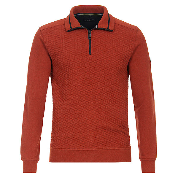 CasaModa | Struktur Sweat-Shirt | Troyerkragen | Terracotta