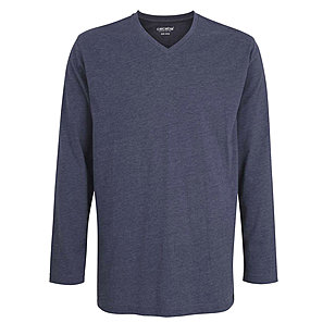 Ceceba | Langarm-Shirt | Baumwolle | V-Ausschnitt | Blau-Meliert
