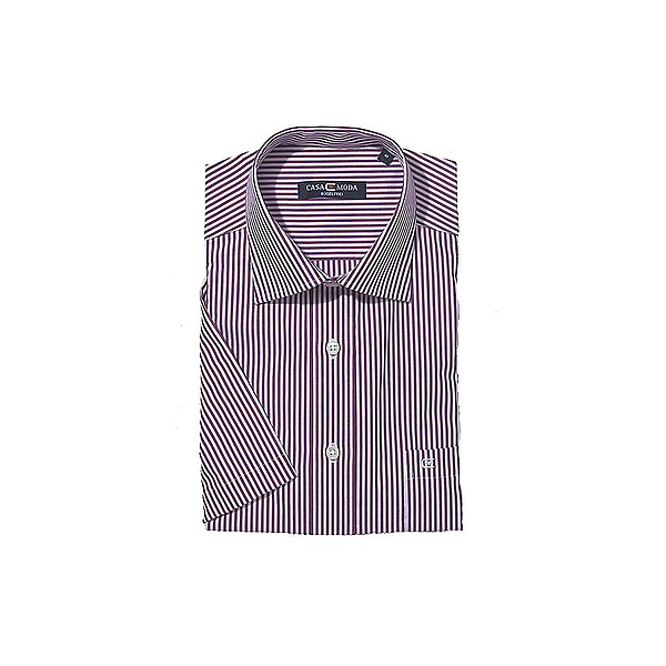 City Hemd Halbarm wei/pflaume