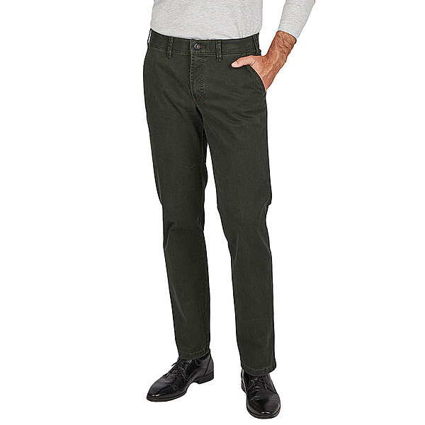 Club of Comfort | Chinos Flat Front | Baumwoll-Gabardine | Oliv