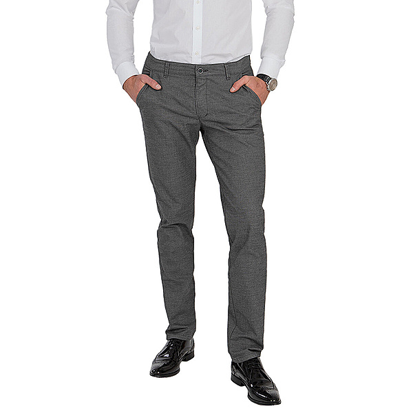 Club of Comfort | Mnner-Hose in moderner Wool-Optik | Grau strukturiert