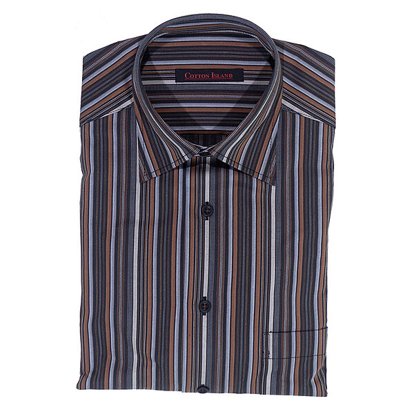 Cotton Island | Freizeithemd | Baumwoll-Twill | Caramel Streifen