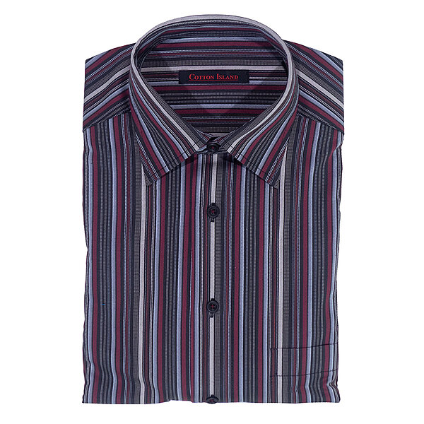 Cotton Island | Freizeithemd | Baumwoll-Twill | Rot Streifen