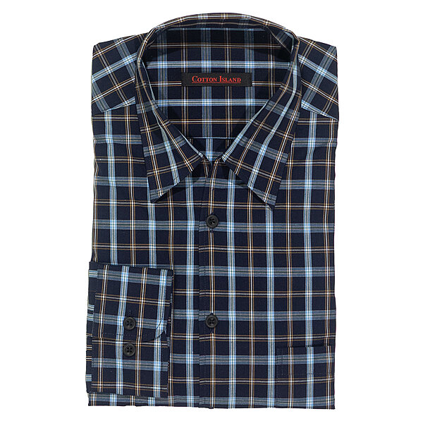 CottonIsland | Hemd mit Vario-Kragen | Baumwolle | Blau/Karo