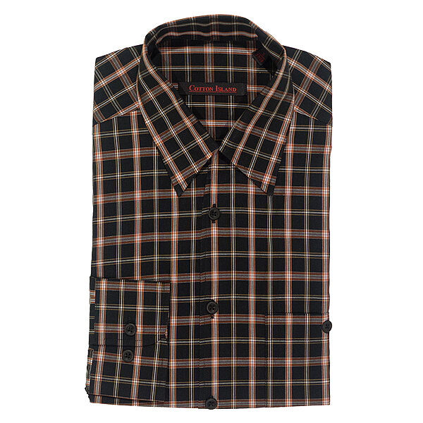 CottonIsland | Hemd mit Vario-Kragen | Baumwolle | Schwarz/Karo