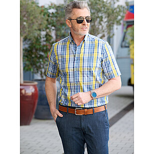Redmond | Halbarm-Hemd | Eurex Sommerliche Flat-Front-Jeans | Sommerliche Baseballcap Leinen Baumwolle