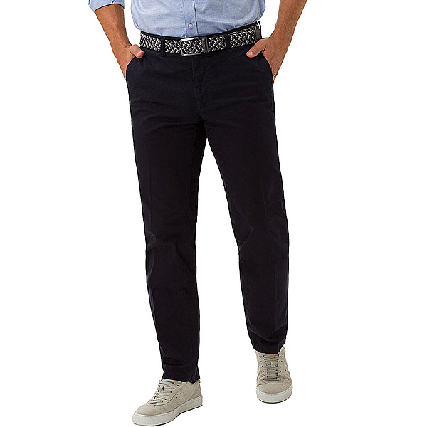 Eurex bei Brax | Flat-Front-Chino (Hose ohne Bundfalten) | Pima Cotton | Kurzleib Modell | Marine