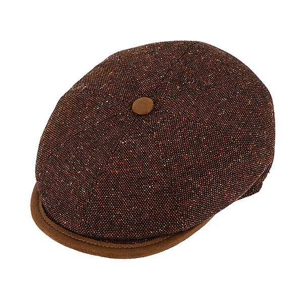 Fiebig | 8-Panel Mtze | Schurwolle-Seide-Mischung | Cognac
