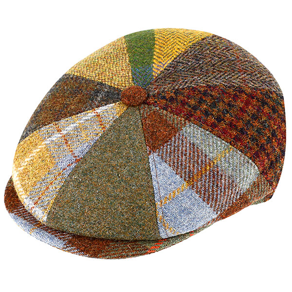 Fiebig | Patchwork Schieber-Mtze | Harris Tweed | Baker Boy