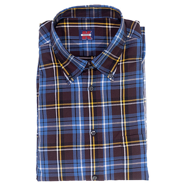 Freizeit-Hemd | Baumwolle | Button-Down-Kragen | Blau Karo