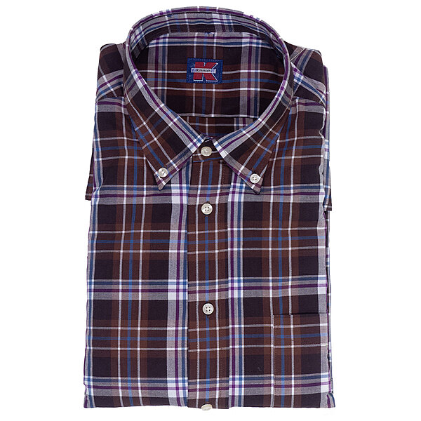 Freizeit-Hemd | Baumwolle | Button-Down-Kragen | Braun Karo