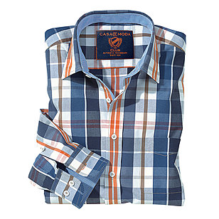 Casa Moda | Freizeithemd mit raffinierter Detailverarbeitung | Farbe blau orange