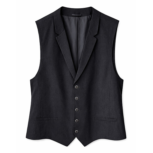 Gebr�der Weis | Leichte Weste mit Revers-Kragen | Leinen-Optik | Schwarz