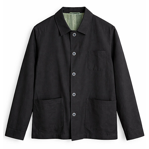 Gebr.Weis | leichte Hemdjacke | Leinen-Baumwolle | Schwarz