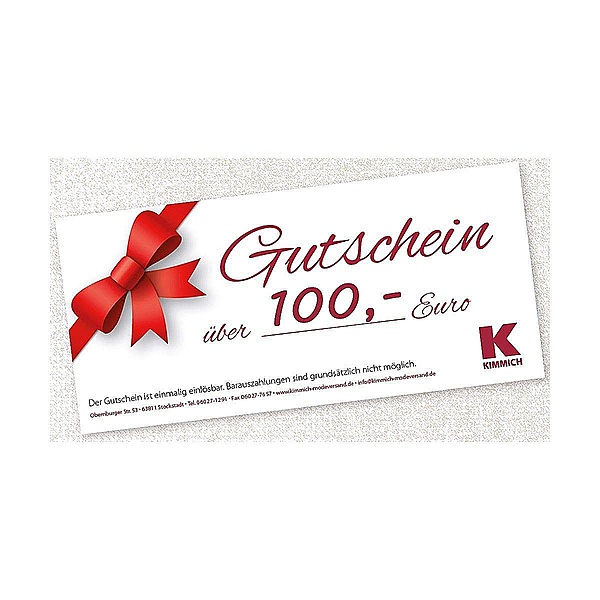 Geschenk-Gutschein im Wert von 100,- EUR