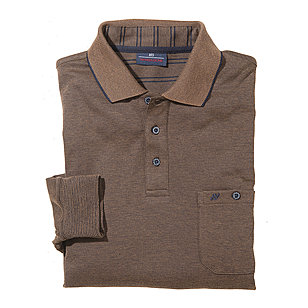 Jersey-Hemd Easy-Care mit Polo-Kragen | Farbe braun