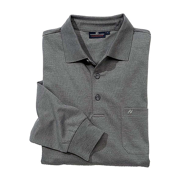 Jersey Hemd Easy-Care mit Polo-Kragen | Farbe grau