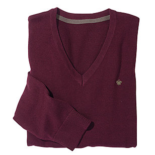 Kimmich | Baumwoll Pullover | Mit V-Ausschnitt | Farbe burgund