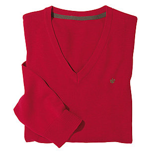 Kimmich | Baumwoll Pullover | Mit V-Ausschnitt | Farbe rot
