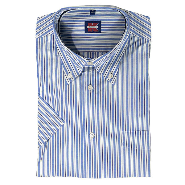 Kimmich | Sommerhemd | Kurzarm Baumwolle | Button down Kragen | Blau Streifen