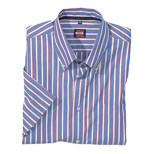 Kimmich | Sommerhemd | Kurzarm Baumwolle | Button down Kragen | Blau Streifen