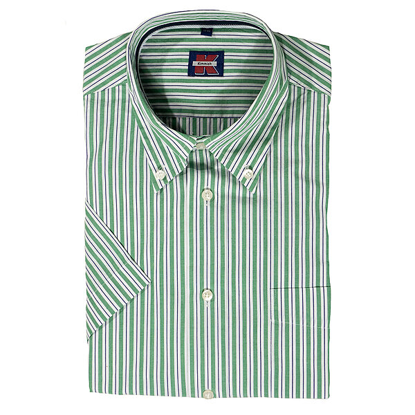 Kimmich | Sommerhemd | Kurzarm Baumwolle | Button down Kragen | Grn Streifen
