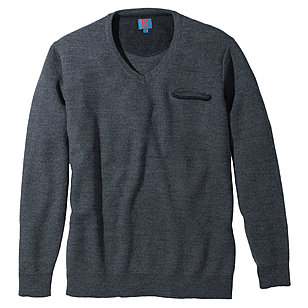 Kimmich | Struktur-Pullover | V-Ausschnitt | Farbe Grau