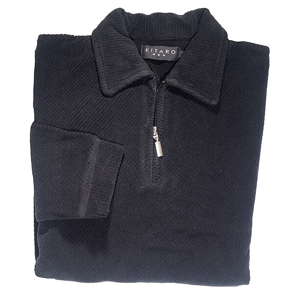 Kitaro | Fleece-Polo mit Reiverschluss | Schwarz
