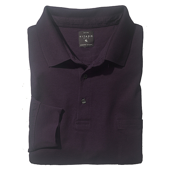 Kitaro | Langarm Polohemd Baumwolle | Farbe pflaume