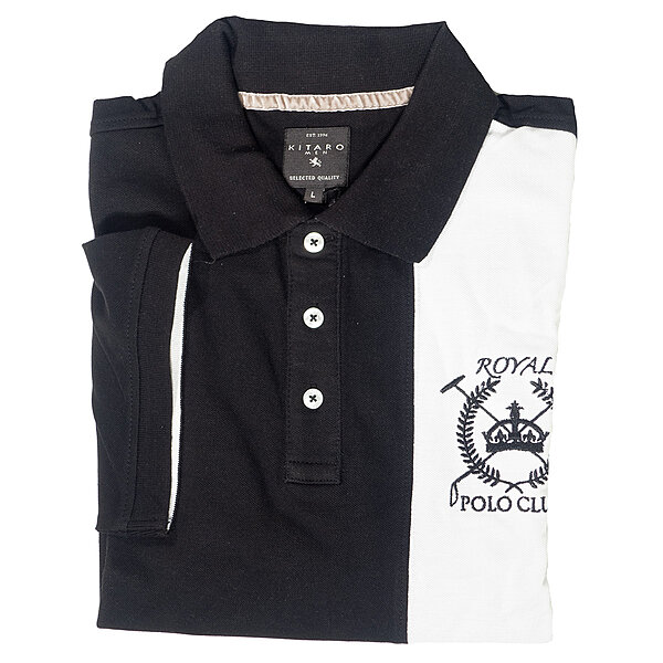Kitaro | Streifen Polo | Baumwolle Piqu | Schwarz