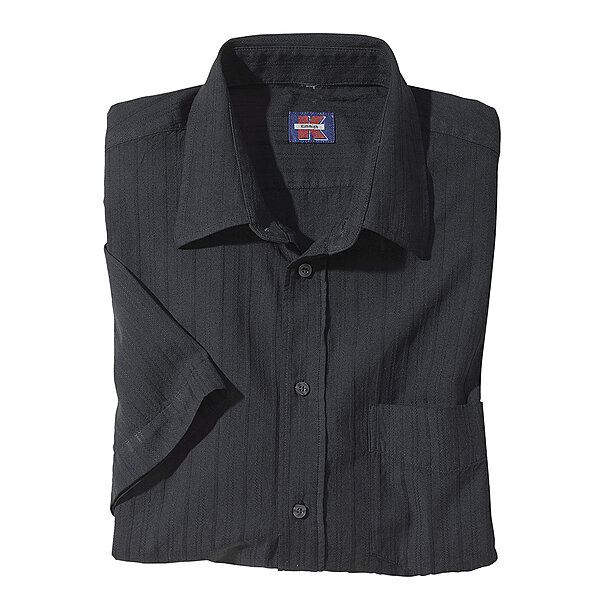 Kurzarmhemd | Uni-Sportiv | Kent-Kragen | Baumwolle | Schwarz