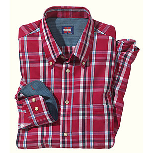   Langarm Karo-Hemd | Button-down-Kragen | Reine Baumwolle | Farbe rot