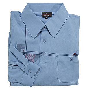 Langarm Polo-Shirt mit Strickbund MicroCool Azur