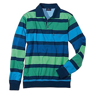 Langarm-Polohemd bügelfrei | Farbe blau grün