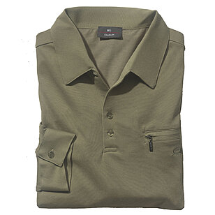 Langarm-Poloshirt mit Strickbund Farbe oliv