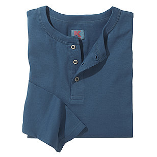   Langarm Shirt mit Knopfleiste | elastische Baumwolle | Blau
