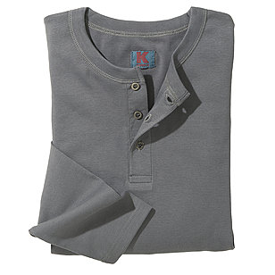   Langarm Shirt mit Knopfleiste | elastische Baumwolle | Grau