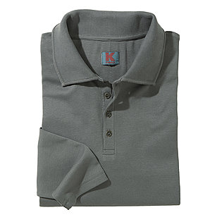   Langarm Shirt mit Polo-Kragen | elastische Baumwolle | Grau