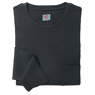   Langarm Shirt mit Rundhals | elastische Baumwolle | Schwarz
