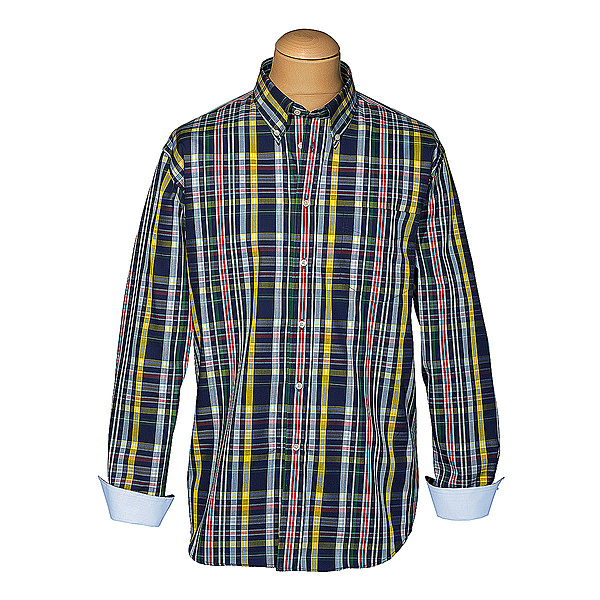 Langarm-Sport-Hemd | Button-Down-Kragen | Multicolour / Karo