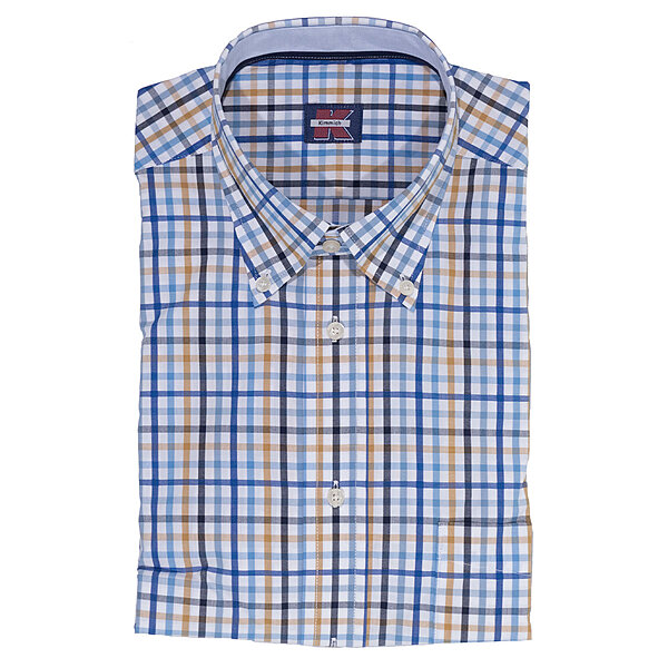 M�nnerhemd | Reine Baumwolle | Kent-Kragen | Blau Gelb Karo