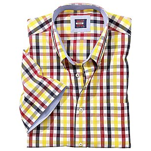 Mehrfarbiges Halbarm-Sommer-Hemd | Farbe gelb rot