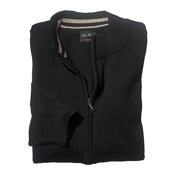 Strickjacke mit Reiverschluss | Schurwolle | Schwarz
