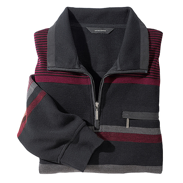 Navigazione | Pfegeleichtes Sweatshirt mit Troyerkragen | Burgund