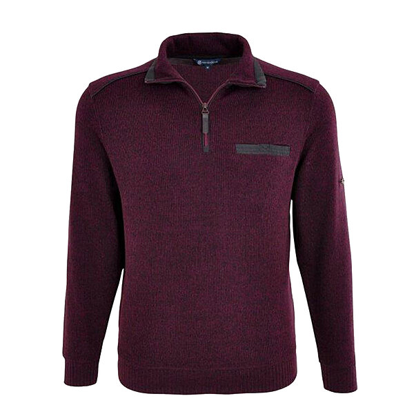Navigazione | Pflegeleichtes Sweat-Shirt | Troyer-Kragen | Mit Brusttasche | Rot