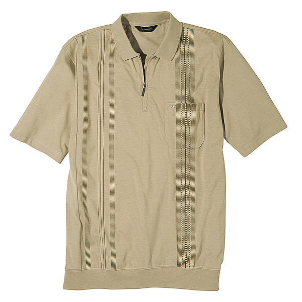 Navigazione | Polohemd mit Bund, mit Reiverschluss | Farbe khaki