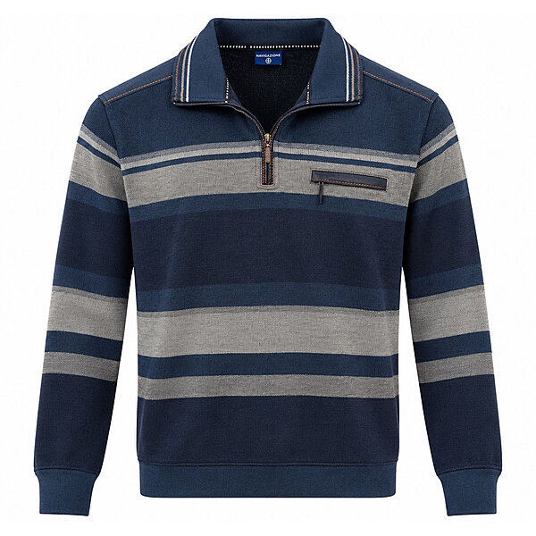 Navigazione | Sweat-Troyer | Pflegeleichte Baumwoll-Mischung | Jeans Grau meliert